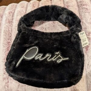 Paris Hilton Black Faux Fur Handbag